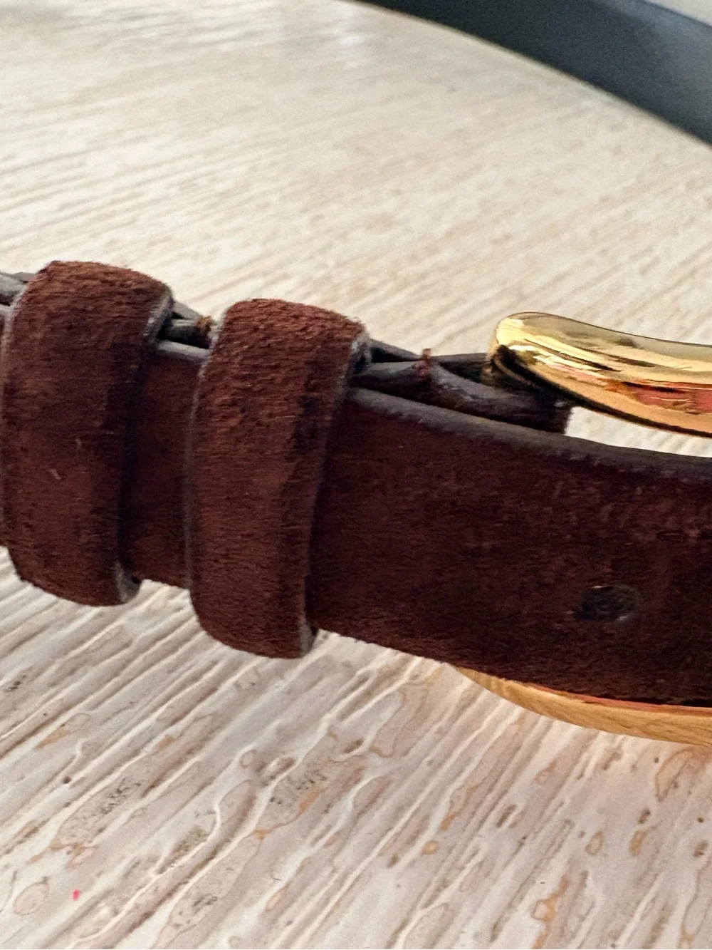 VTG Amanda Smith Brown Suede Leather Thin Belt Size XL